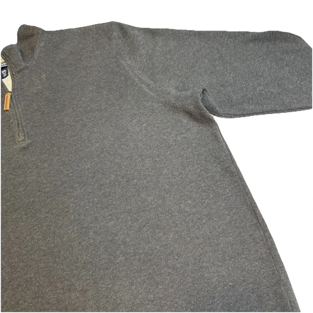 Lands End Sweater Pullover Mens 2XL Gray 1/4 Zip Knit Casual‎ Adult Long Sleeve